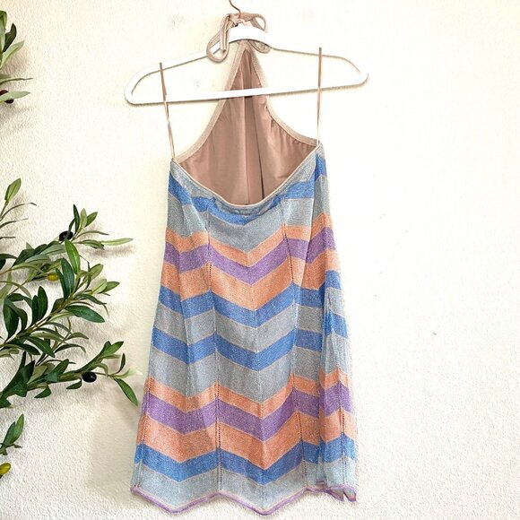 Suboo Kiki Halter Chevron Cocktail Sleeveless Beach Mini Dress Large - Picture 4 of 6